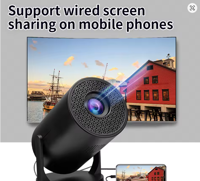 Small Projector USB TV Sticks LED Black 8000lm Brightness Bluetooth Wireless Fidelity Movie Projector for Laptop PC Smartphone
