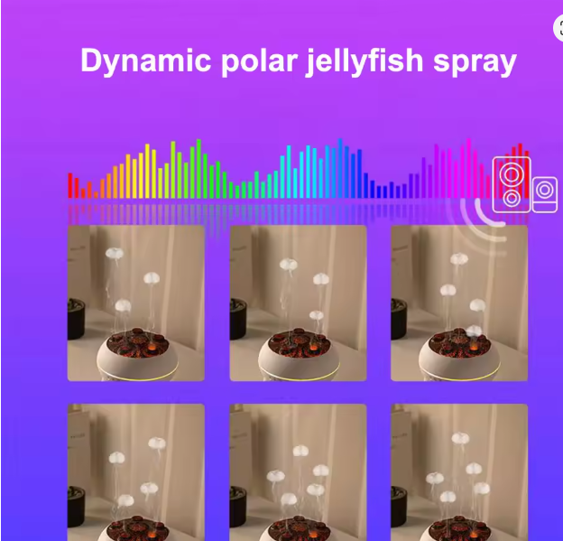 Dynamic Jellyfish Air Humidifier with Colorful Night Lights Essential Oil Diffuser Aromatherapy Diffuser for Home Office Bedroom