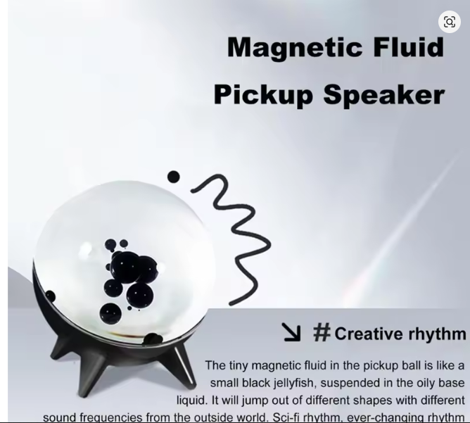 Ferrofluid Sound Visualizer, Rechargeable Music Rhythm Speaker With Magnetic Pickup,Home Decoration Holiday Giftab13