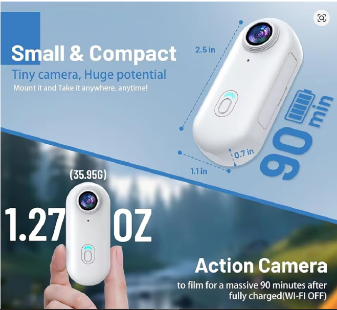 4K 128GB Waterproof 30 Meters Deep Small Mini Magnetic POV Camera Vlog Sport Body Cam for Action Sport DV