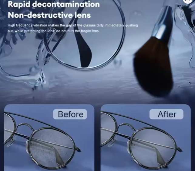 Compact USB Sonic Cleaner for Glasses, Jewelry, Watches, Dental Tools - ° Rotation, Oil & Residue Remover, Deodorizer, Portable
