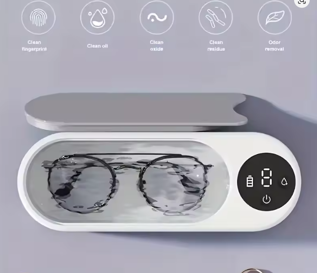 Compact USB Sonic Cleaner for Glasses, Jewelry, Watches, Dental Tools - ° Rotation, Oil & Residue Remover, Deodorizer, Portable