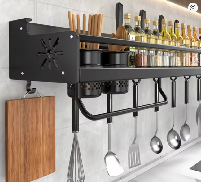Wall-mounted Kitchen Organizer Shelf Spice Storage Rack Kitchen Knife Holder Wall Seasoning Chopstick Spoon Shovel Storage