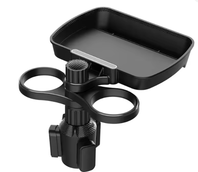 Dual Cup Holder Expander Adjustable for 360°Rotating Multifunctional Car Seat Cup Holder Snack Tray Drink Holder