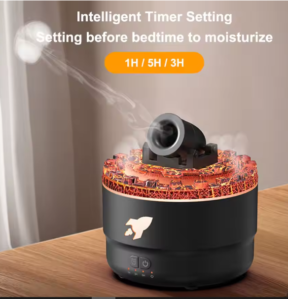 Volcanic Crack Cannons Humidifier Essential Oil Diffuser with Timer RGB Cannon Blast Aroma Humidifier Aromatherapy Diffuser