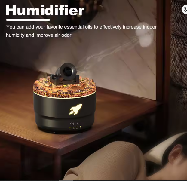 Volcanic Crack Cannons Humidifier Essential Oil Diffuser with Timer RGB Cannon Blast Aroma Humidifier Aromatherapy Diffuser