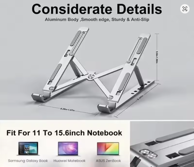 Portable Laptop Stand Aluminum Notebook Support Computer Bracket Macbook Air Pro Holder Accessories Foldable Lap Top Base For Pc