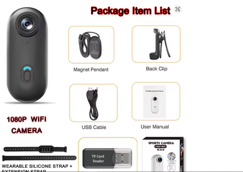 4K 128GB Waterproof 30 Meters Deep Small Mini Magnetic POV Camera Vlog Sport Body Cam for Action Sport DV