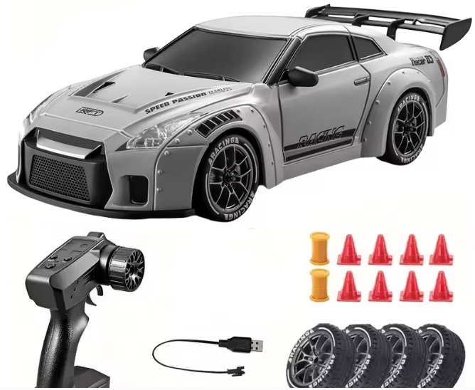 RC Cars 1/24 Remote Control Vehicle with LED Lights 2.4GHz 20KM/H 4WD High Speed RC Car Drifting Tires Racing Toy Gift Adult Kid
