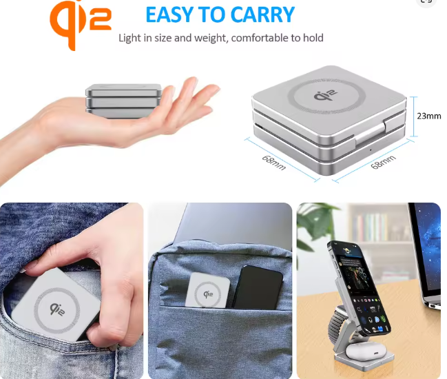 Wireless Charger 3 in 1 Foldable Magnetic Wireless Charging Station for iphone,airbuds