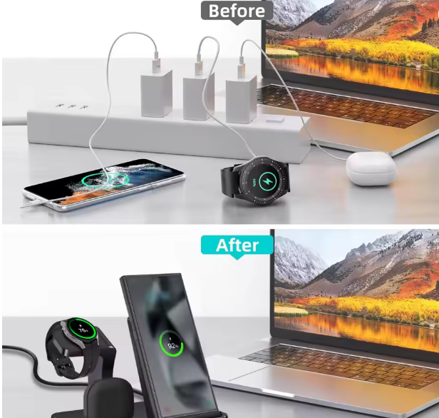 Wireless Charger 3 in 1 Foldable Magnetic Wireless Charging Station for iphone,airbuds