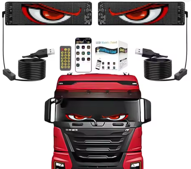 2PCS Devil Eyes Light For Car Window Flexible LED Display Screen Panel Demon Dynamic Big Eye Lights For Windshield