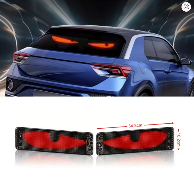 2PCS Devil Eyes Light For Car Window Flexible LED Display Screen Panel Demon Dynamic Big Eye Lights For Windshield