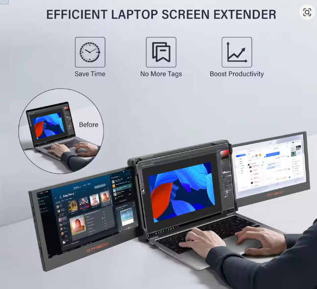 11.6 Inch Portable Monitor Laptop Triple Dual Extender Screen Full View 1920x1080 IPS FHD Folded Display For 13.0-17.3In Laptops