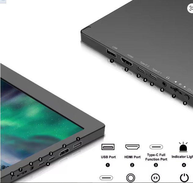 11.6 Inch Portable Monitor Laptop Triple Dual Extender Screen Full View 1920x1080 IPS FHD Folded Display For 13.0-17.3In Laptops
