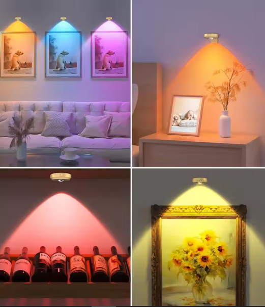 WILLED 3 PCS Wireless Picture Lights for Wall Puck Light with Remote 1200mAh Rechargeable Battery Art Display Light for Painting