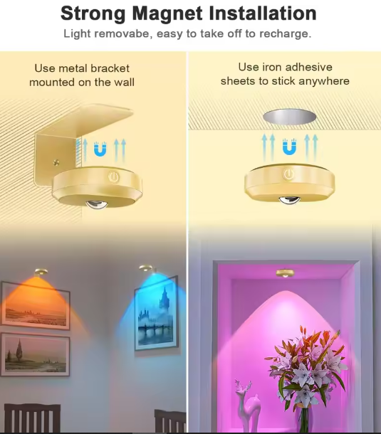 WILLED 3 PCS Wireless Picture Lights for Wall Puck Light with Remote 1200mAh Rechargeable Battery Art Display Light for Painting