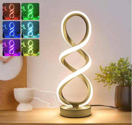 Modern Adebime RGB Table Lamp with 10 Light Modes - Unique Touch Dimmable Design for Bedside or Living Room - Available in 7 Colors, Gold Visit the Adebime Store