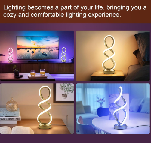 Modern Adebime RGB Table Lamp with 10 Light Modes - Unique Touch Dimmable Design for Bedside or Living Room - Available in 7 Colors, Gold Visit the Adebime Store