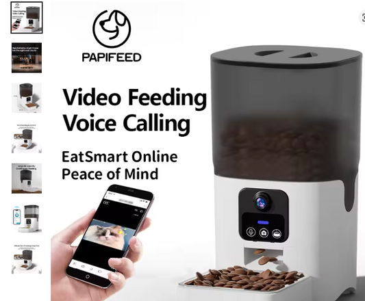 PAPIFEED cat automatic feeder visual cat food dog food wifi intelligent timed quantitative pet food dispenser 6L video model cat