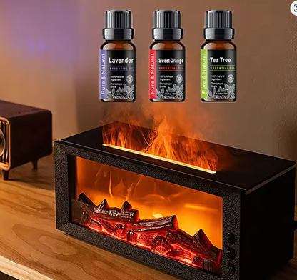 LED Simulated Flame Fireplace Aromatherapy Machine RGB Colorful Atmosphere Light Timming Home Air Humidifier with Remote control