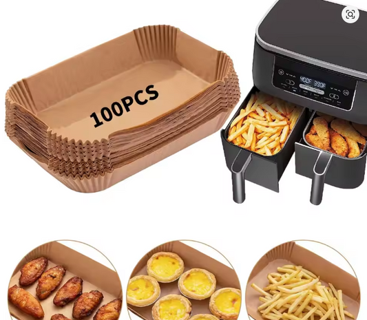 Air Fryer Disposable Paper Liner, 100PCS Food Grade Parchment Liners for Ninja DZ201,Ninja Foodi Dual Air Fryer Accessories Baki