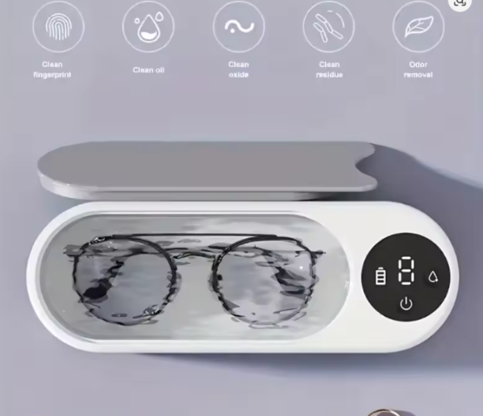 Compact USB Sonic Cleaner for Glasses, Jewelry, Watches, Dental Tools - ° Rotation, Oil & Residue Remover, Deodorizer, Portable