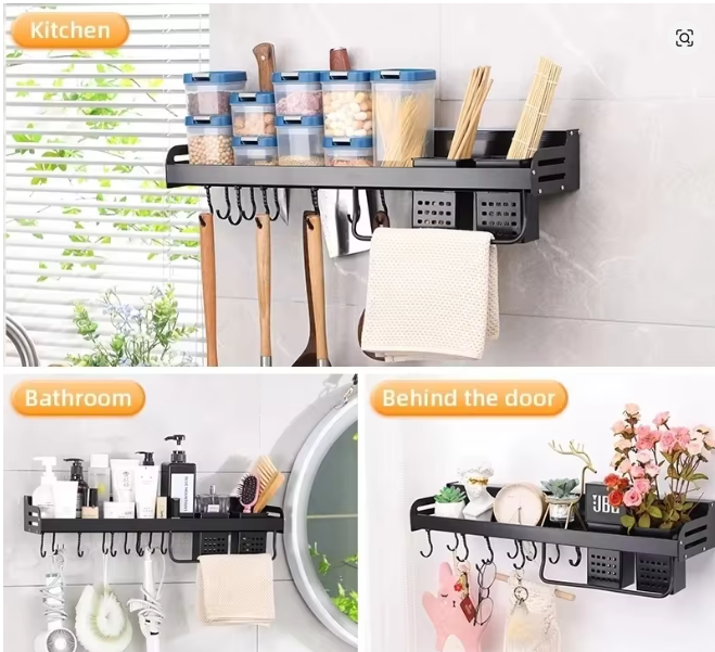 Wall-mounted Kitchen Organizer Shelf Spice Storage Rack Kitchen Knife Holder Wall Seasoning Chopstick Spoon Shovel Storage