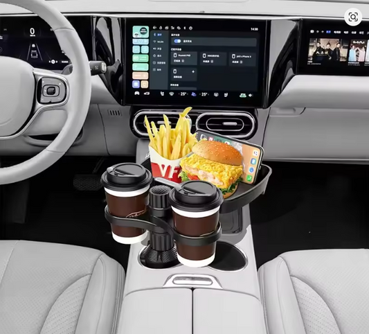 Dual Cup Holder Expander Adjustable for 360°Rotating Multifunctional Car Seat Cup Holder Snack Tray Drink Holder