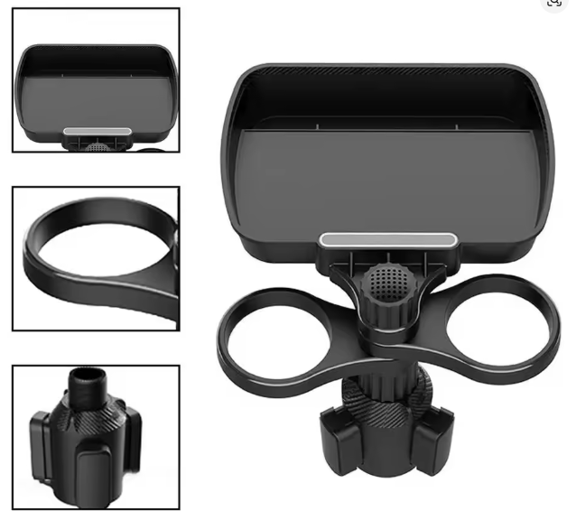 Dual Cup Holder Expander Adjustable for 360°Rotating Multifunctional Car Seat Cup Holder Snack Tray Drink Holder