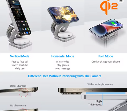 Wireless Charger 3 in 1 Foldable Magnetic Wireless Charging Station for iphone,airbuds