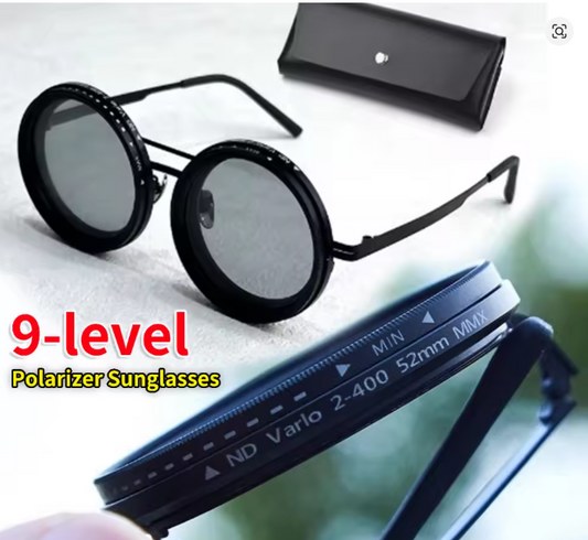 9-level ND Filter Lenses Fishing Polarized Glasses Adjustable Dimming Sunglasses UV Anti UV Polarized Sunglasses W/ Glasse Case
