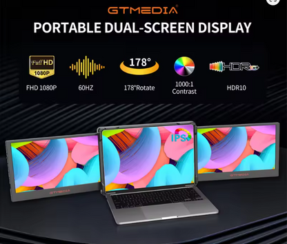 11.6 Inch Portable Monitor Laptop Triple Dual Extender Screen Full View 1920x1080 IPS FHD Folded Display For 13.0-17.3In Laptops