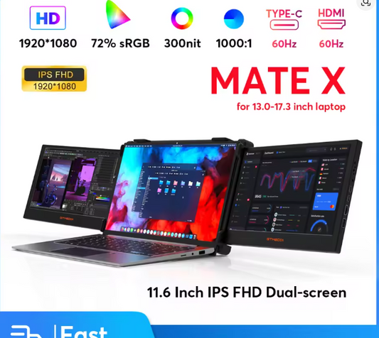 11.6 Inch Portable Monitor Laptop Triple Dual Extender Screen Full View 1920x1080 IPS FHD Folded Display For 13.0-17.3In Laptops
