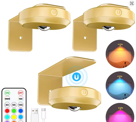 WILLED 3 PCS Wireless Picture Lights for Wall Puck Light with Remote 1200mAh Rechargeable Battery Art Display Light for Painting